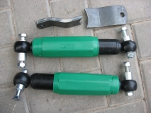 Stoßdämpfereinbau - Stoßdämpfer (Octagon grün von AL-KO) und Haltelaschen